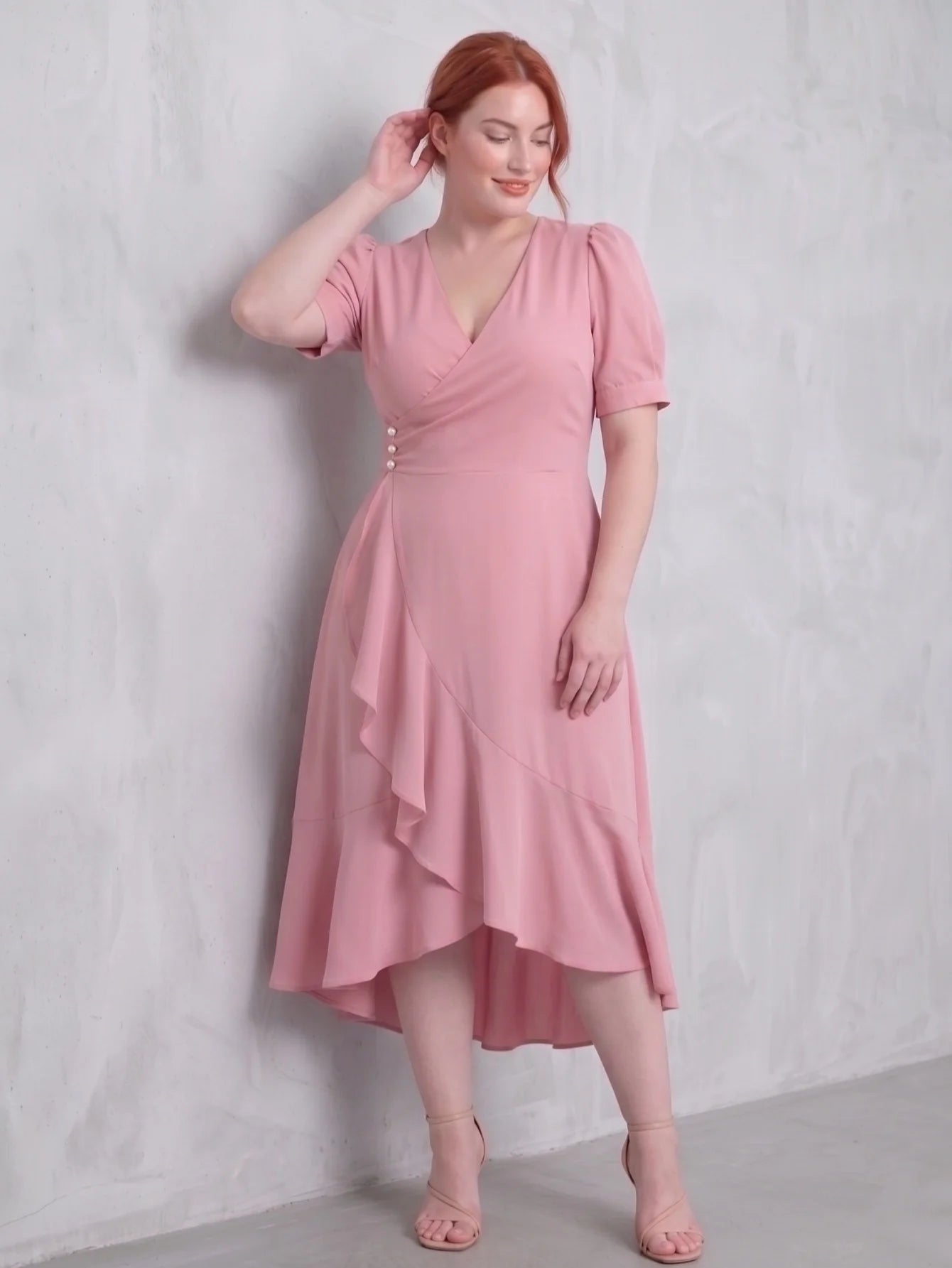 Larui Plus-Size Women's French Romantic One-Piece Wrap Dress