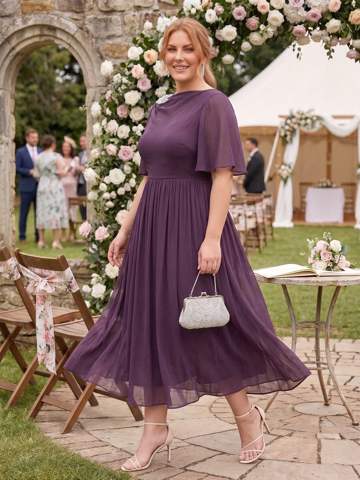 Larui Plus Size Women's Chiffon Dress
