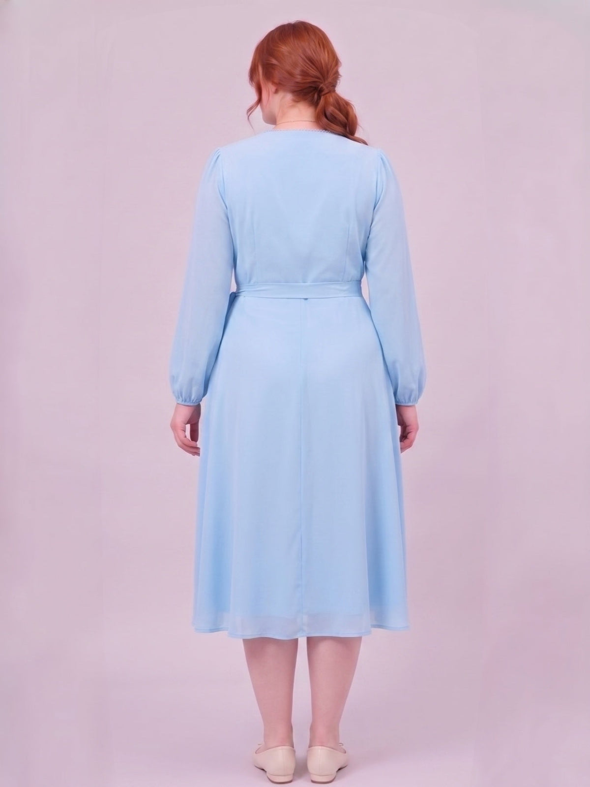 Larui Plus Size Women's Chiffon Wrap Dress