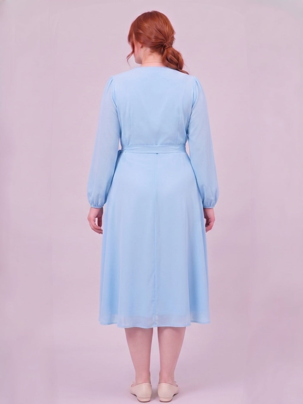 Larui Plus Size Women's Chiffon Wrap Dress
