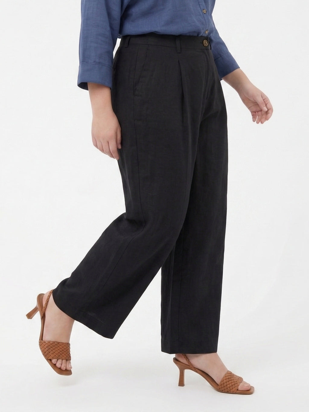 Larui Plus Size Women's Linen Pocket Full Length Pants