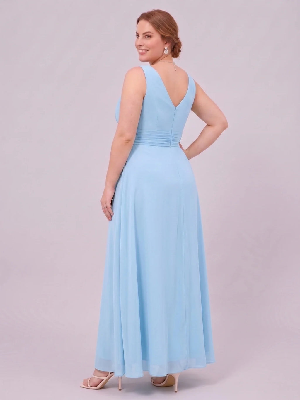 Larui Plus-Size Women's Ruffled Chiffon Dress
