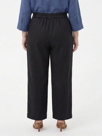 Larui Plus Size Women's Linen Pocket Full Length Pants