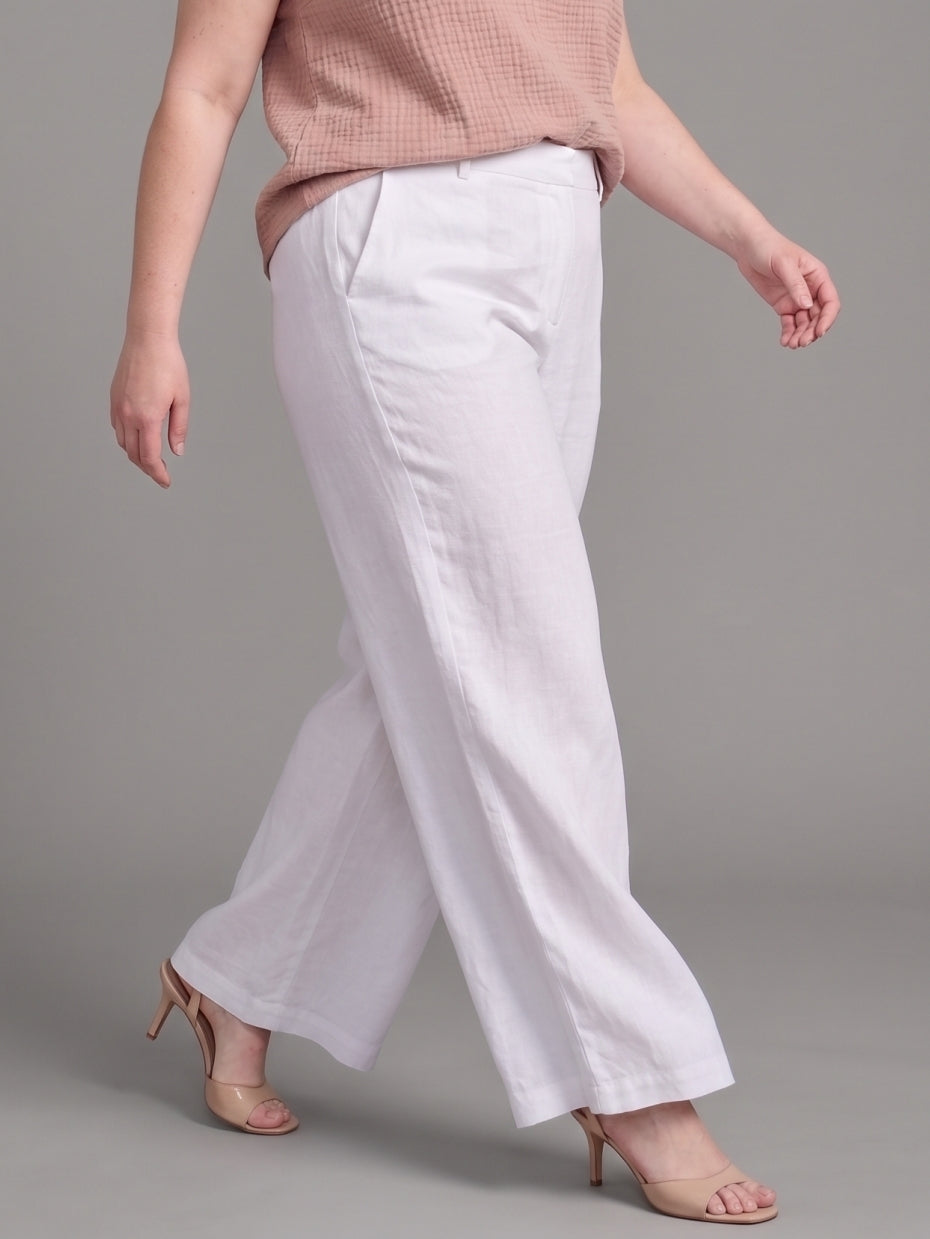 Larui Plus Size Women's Linen Pocket Full Length Pants
