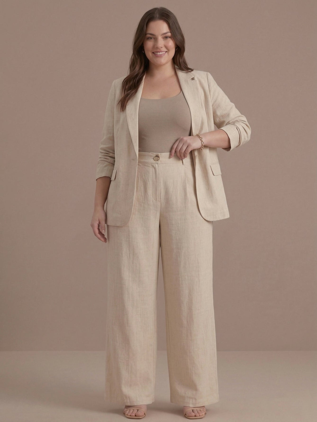 Larui Plus Size Women's Linen Pocket Full Length Pants