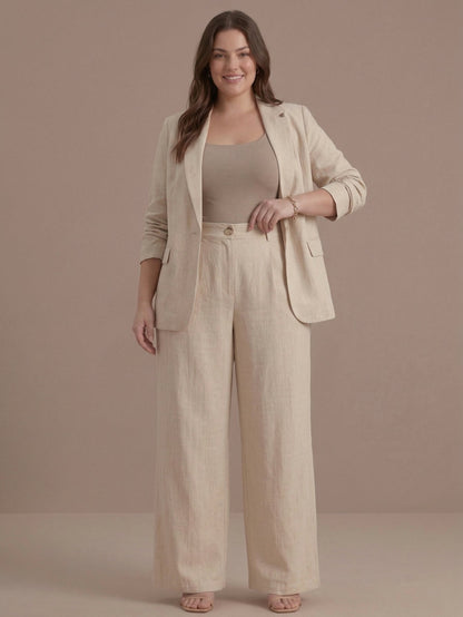 Larui Plus Size Women's Linen Pocket Full Length Pants