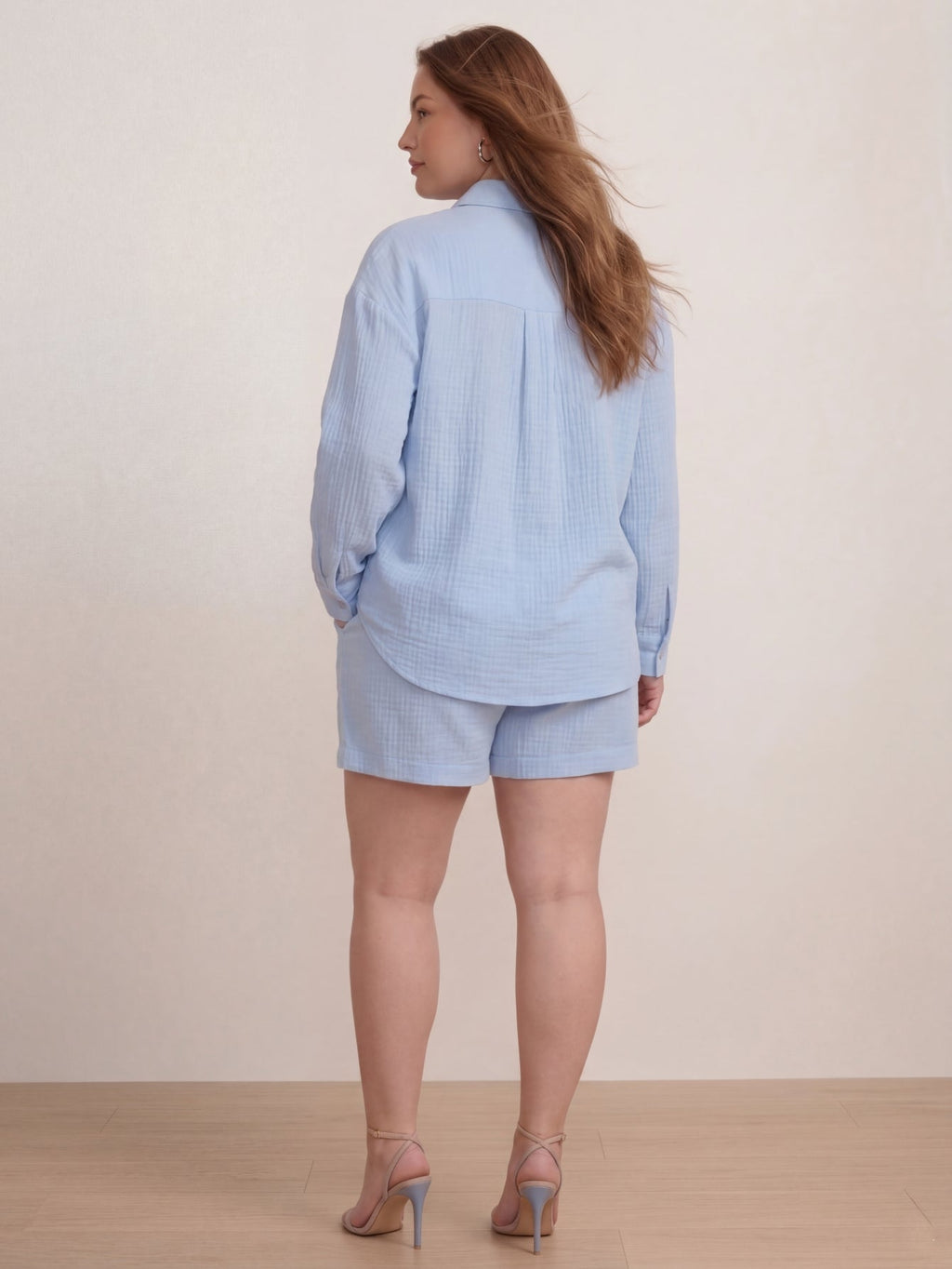 Larui Plus Size Women's Cotton Shirt And Short 2Pcs Sets