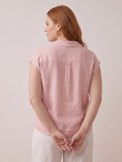 Larui Plus Size Women's Linen Short Sleeves Blouse