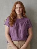 Larui Plus Size Women's Linen Short Sleeves Blouse