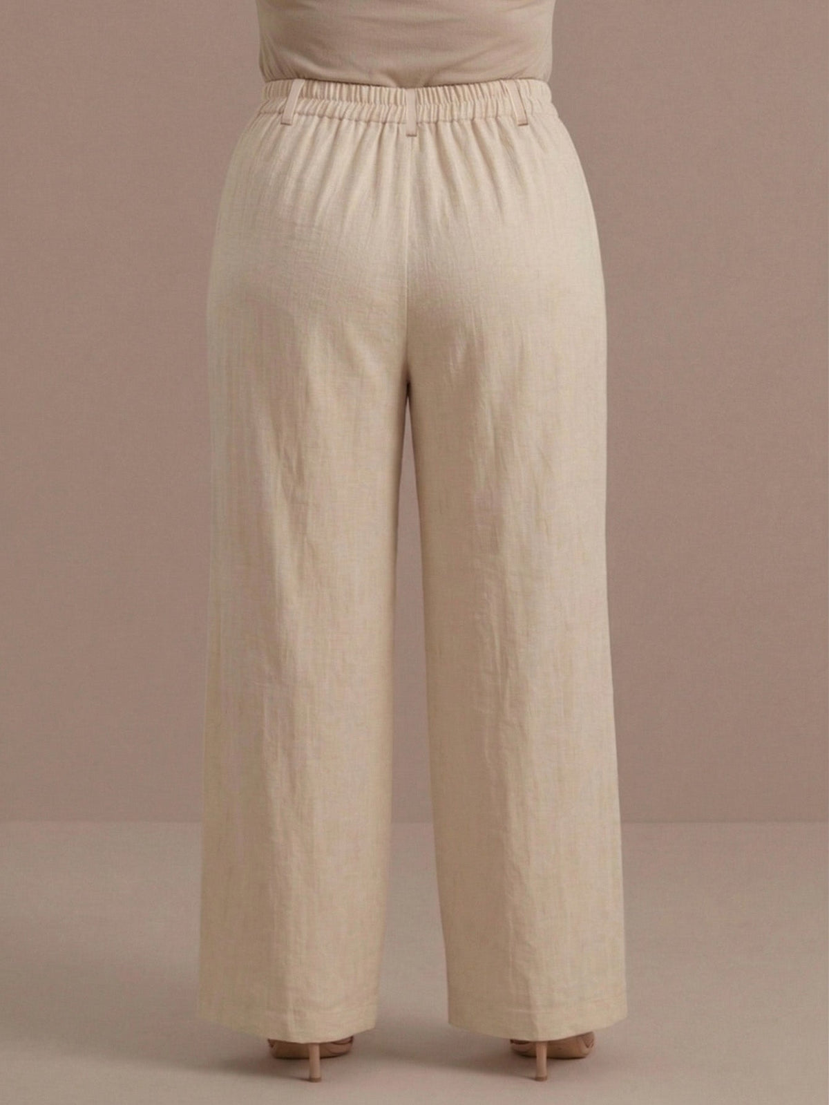 Larui Plus Size Women's Linen Pocket Full Length Pants