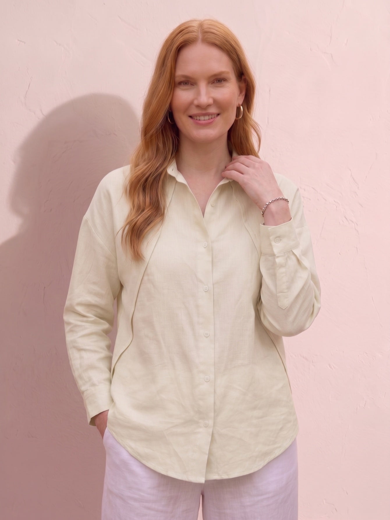 Larui  Plus-Size Women's"Faux-Layered" Shirt with Side Panels
