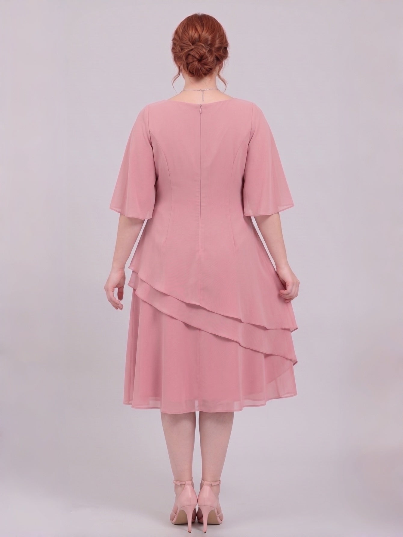 Larui Plus Size Women's Irregular Hem Chiffon Dress