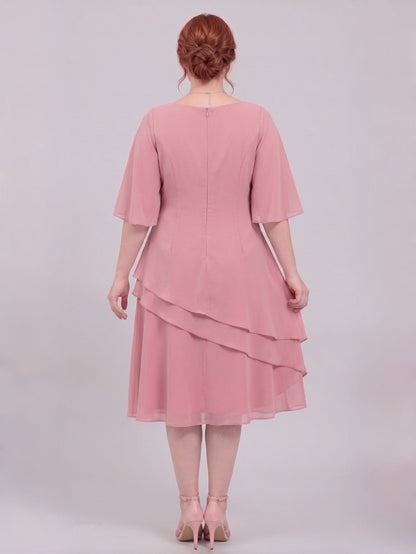Larui Plus Size Women's Irregular Hem Chiffon Dress