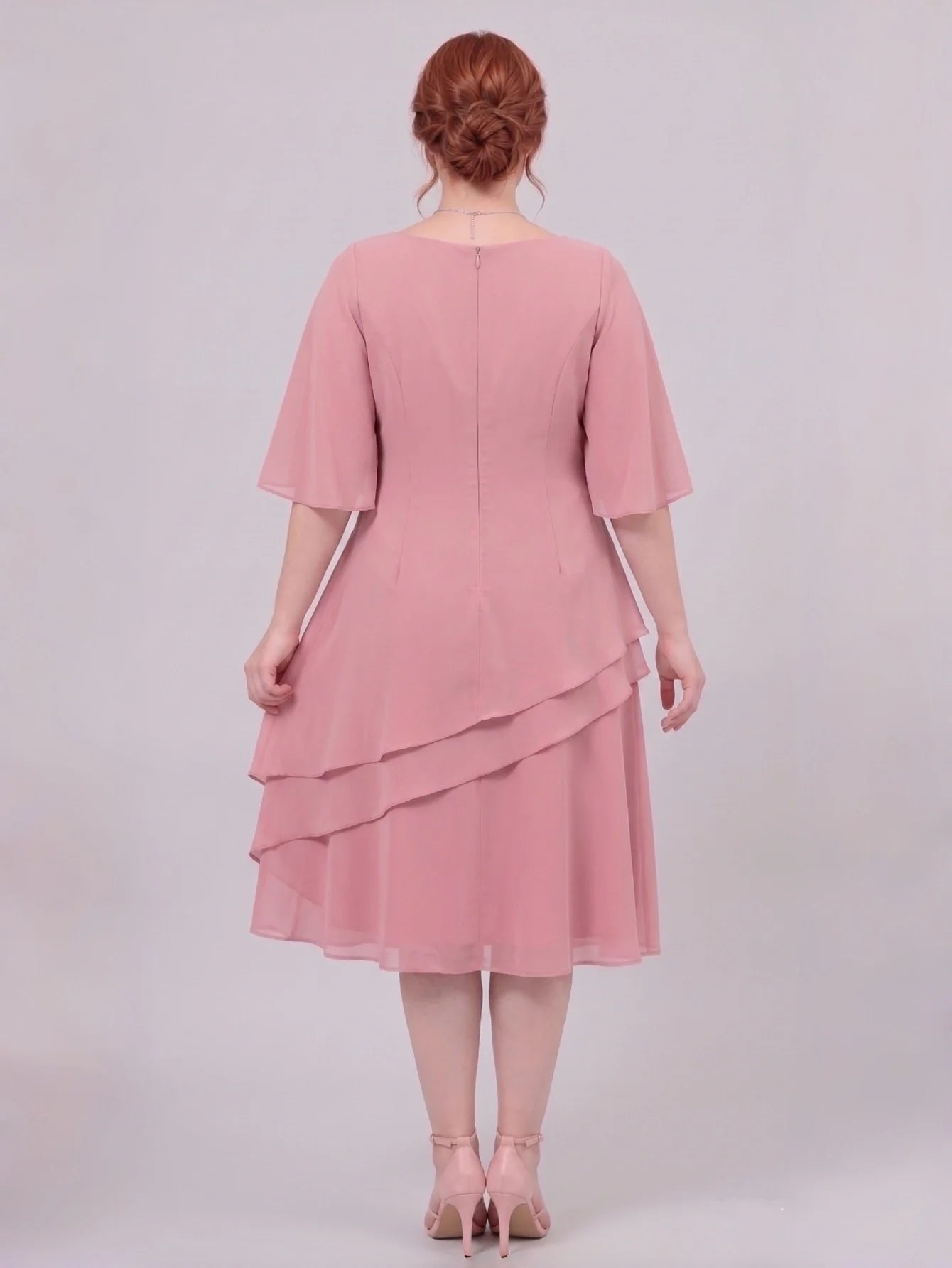 Larui Plus Size Women's Irregular Hem Chiffon Dress