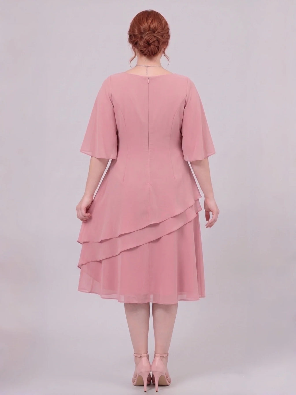 Larui Plus Size Women's Irregular Hem Chiffon Dress