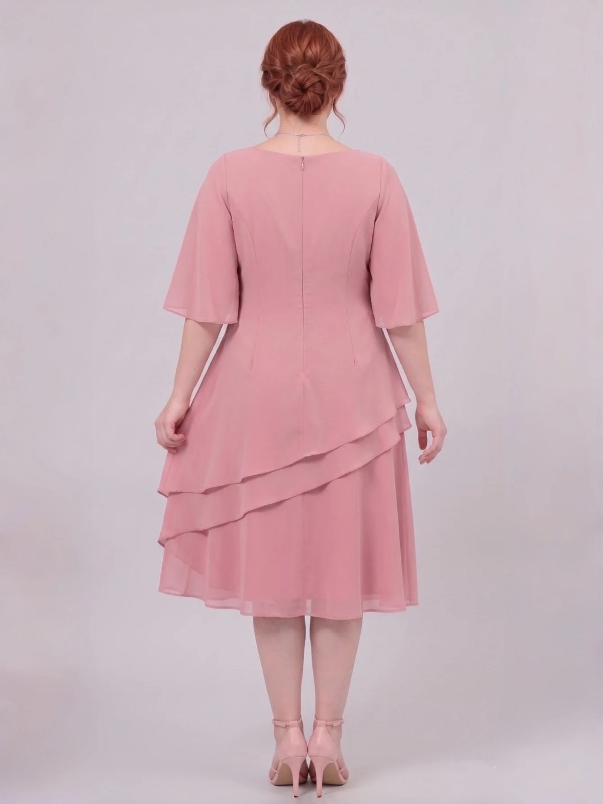 Larui Plus Size Women's Irregular Hem Chiffon Dress