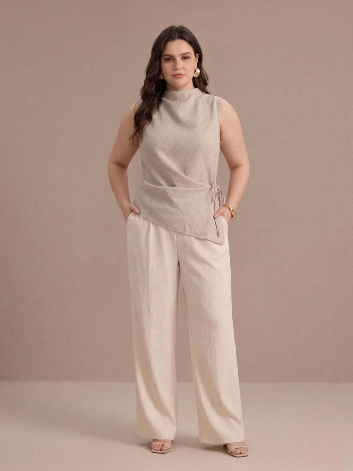 Larui Plus Size Women's Stand collar Sleeveless Vest
