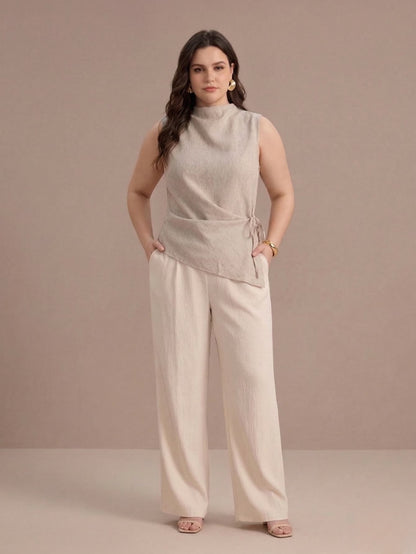 Larui Plus Size Women's Stand collar Sleeveless Vest