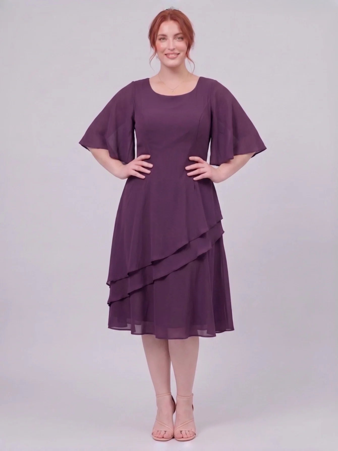 Larui Plus Size Women's Irregular Hem Chiffon Dress