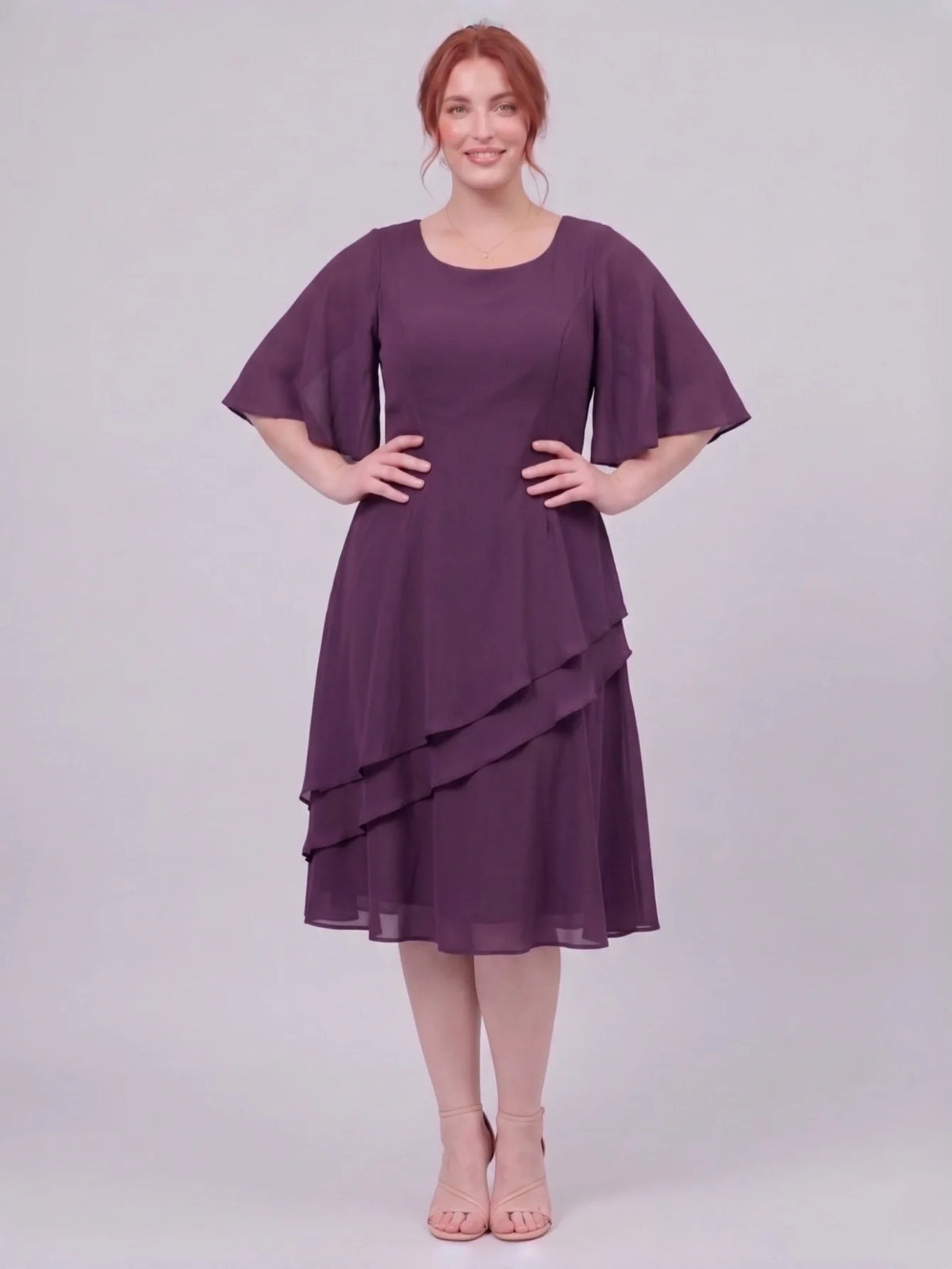 Larui Plus Size Women's Irregular Hem Chiffon Dress