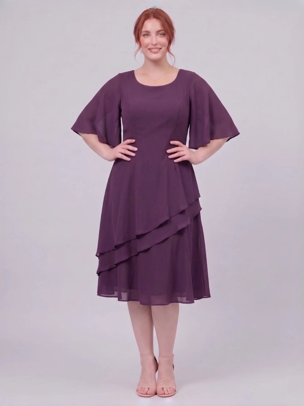Larui Plus Size Women's Irregular Hem Chiffon Dress