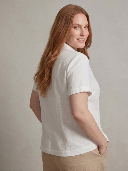 Larui Plus Size Women's Linen Short Sleeves Blouse