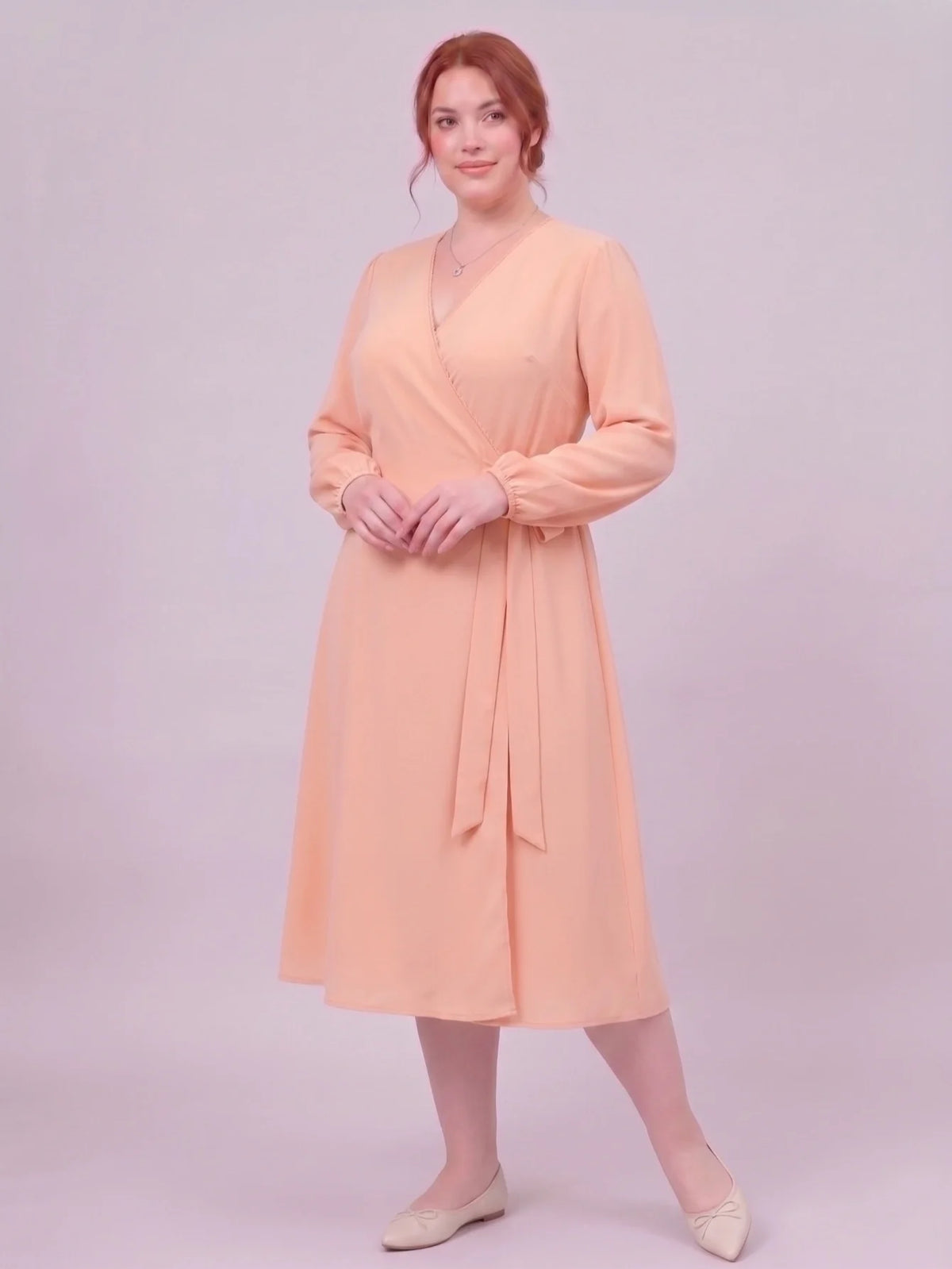 Larui Plus Size Women's Chiffon Wrap Dress