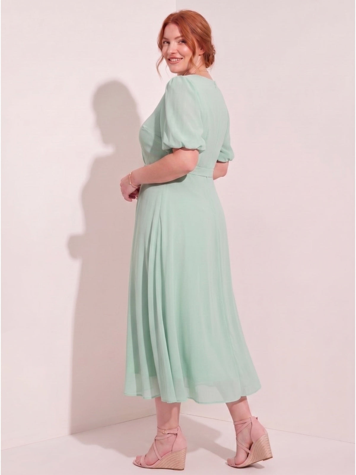 Larui Plus-Size Women's Puff-Sleeve Crew-Neck Dress