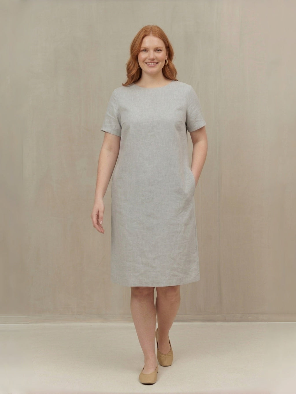Larui Plus Size Women's Linen Bow Dress