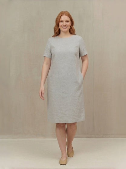 Larui Plus Size Women's Linen Bow Dress