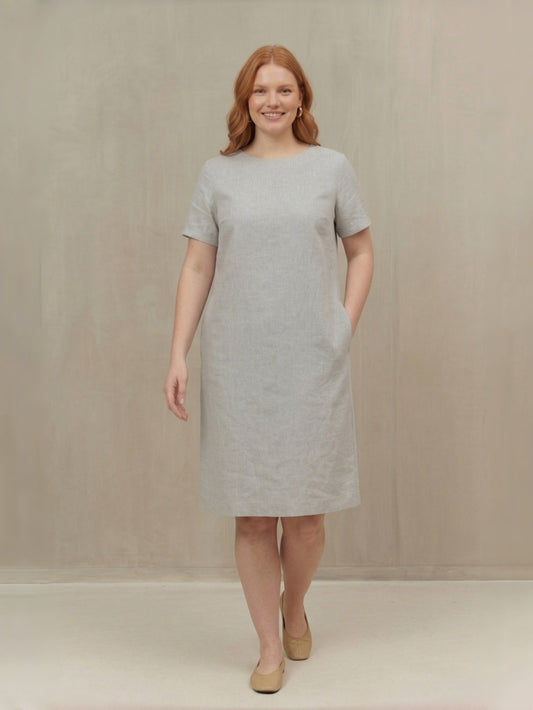 Larui Plus Size Women's Linen Bow Dress