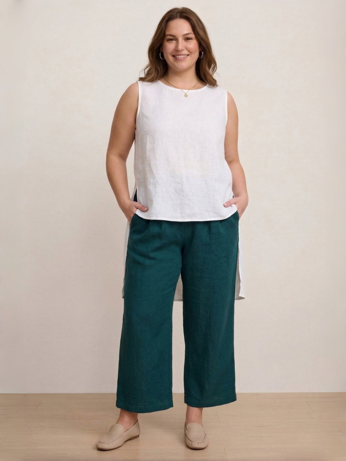Larui Plus Size Women's Linen Casual Sleeveless Vest