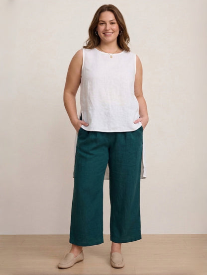 Larui Plus Size Women's Linen Casual Sleeveless Vest