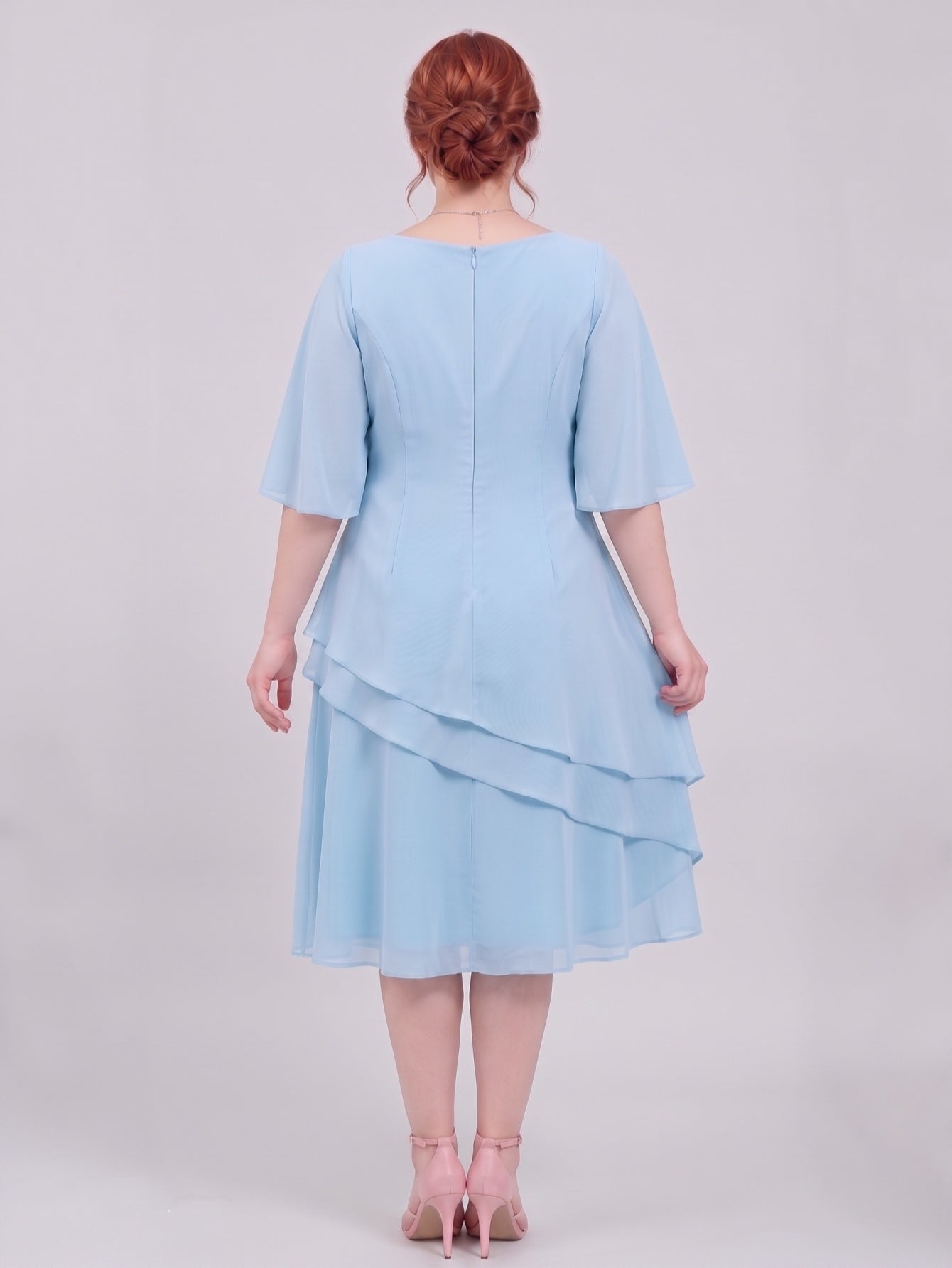 Larui Plus Size Women's Irregular Hem Chiffon Dress