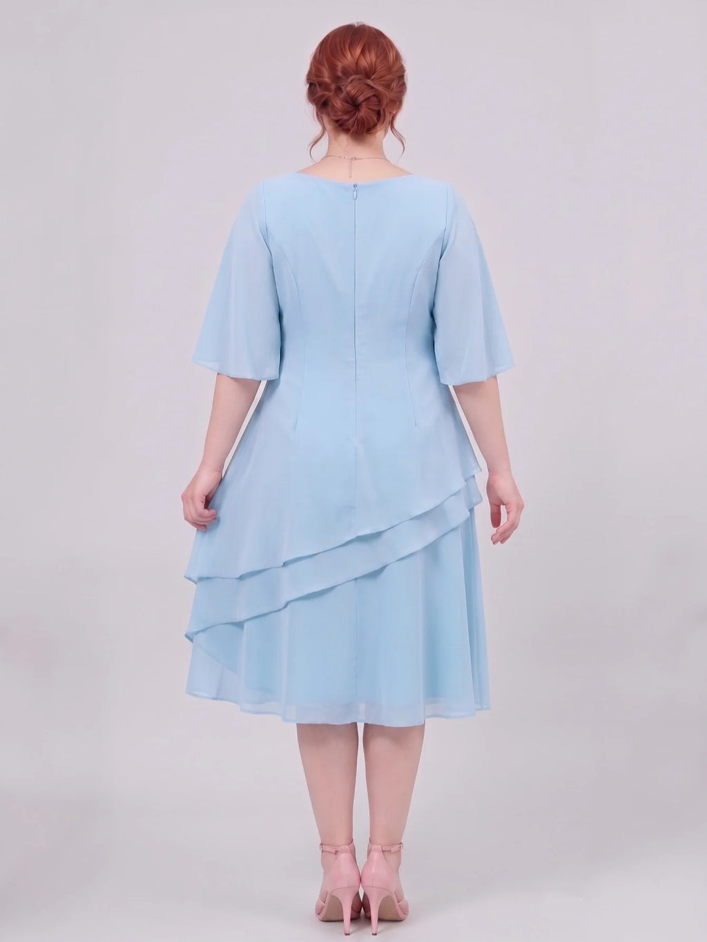 Larui Plus Size Women's Irregular Hem Chiffon Dress