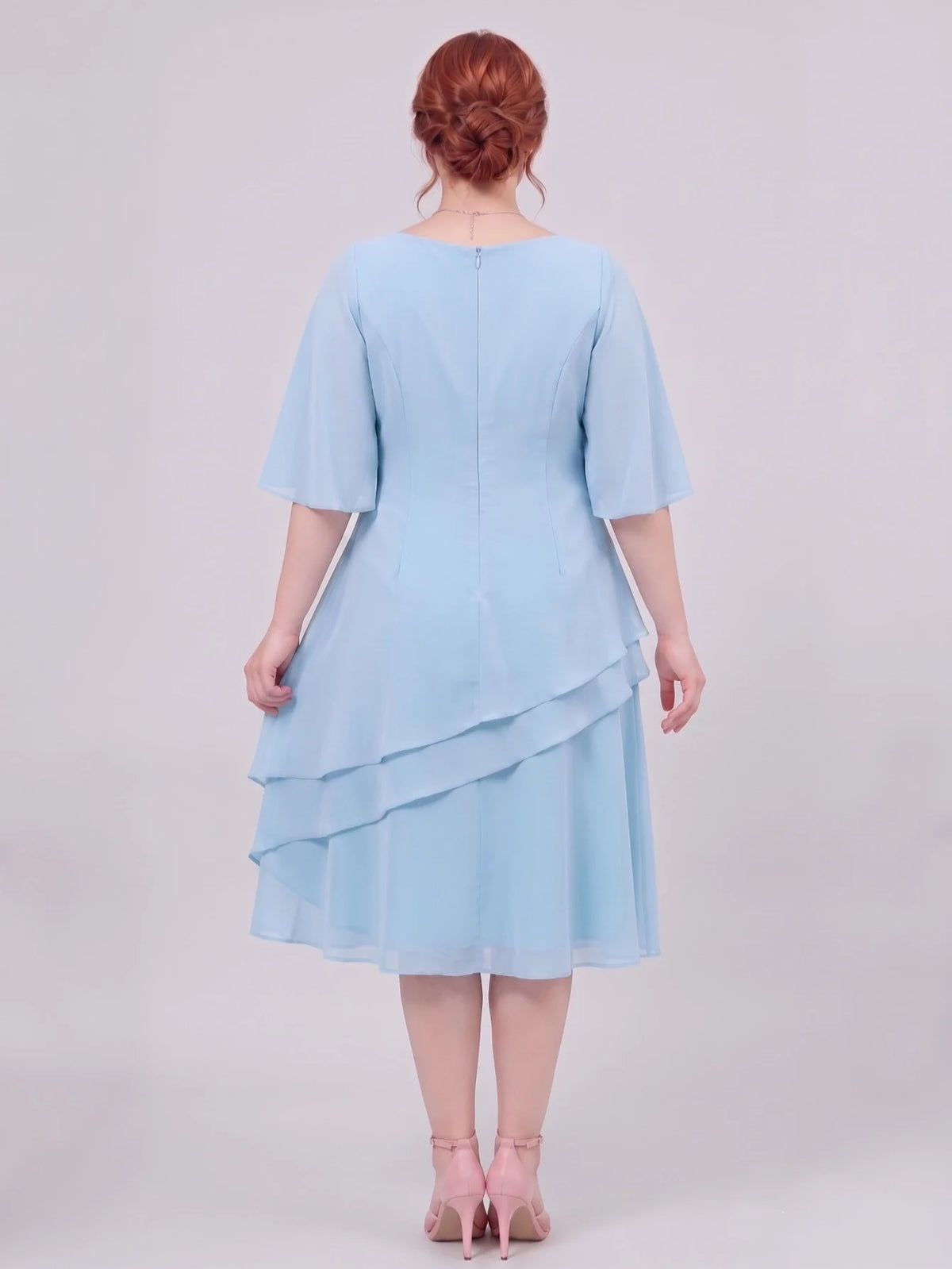Larui Plus Size Women's Irregular Hem Chiffon Dress