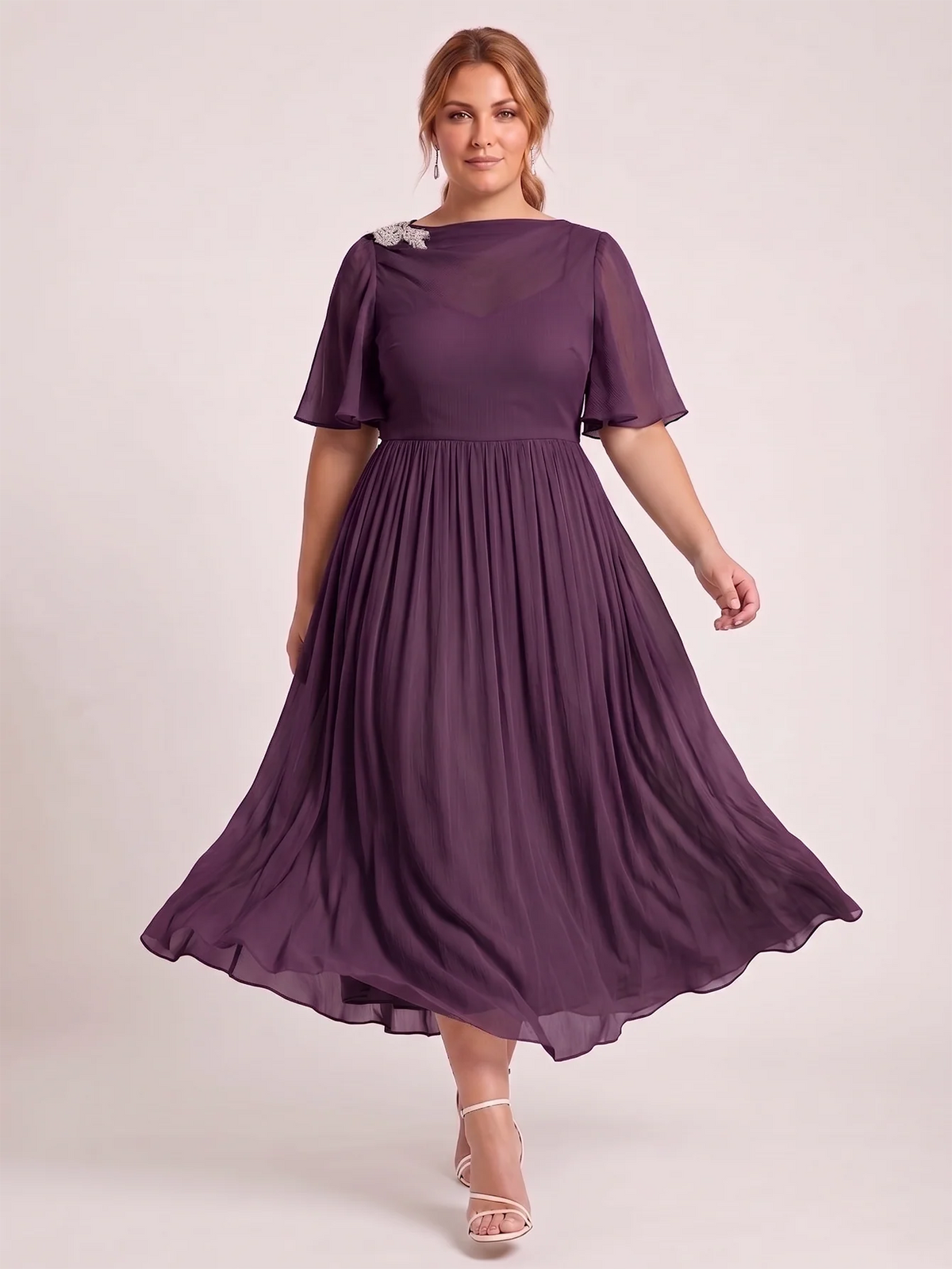 Larui Plus Size Women's Chiffon Dress