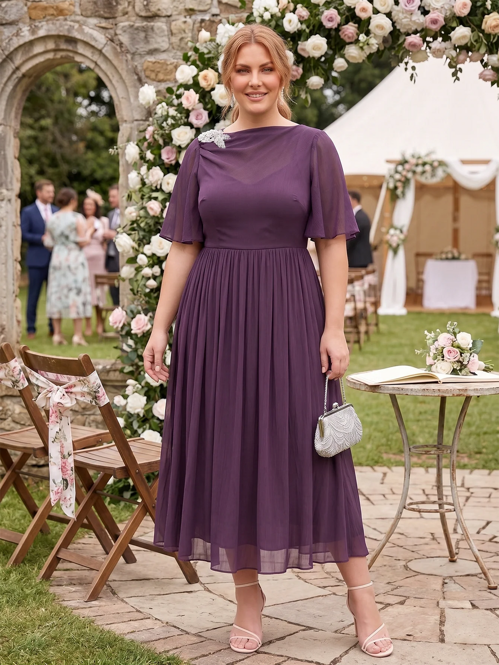 Larui Plus Size Women's Chiffon Dress