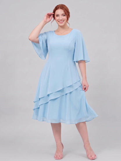 Larui Plus Size Women's Irregular Hem Chiffon Dress