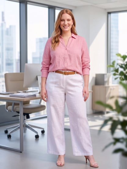 Larui Plus Size Women's Linen Pocket Full Length Pants