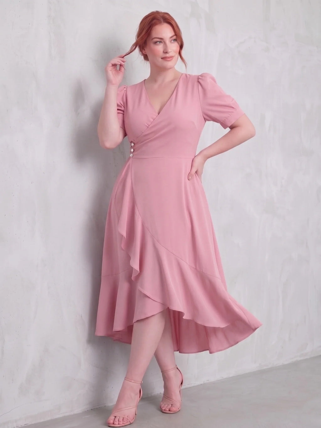 Larui Plus-Size Women's French Romantic One-Piece Wrap Dress