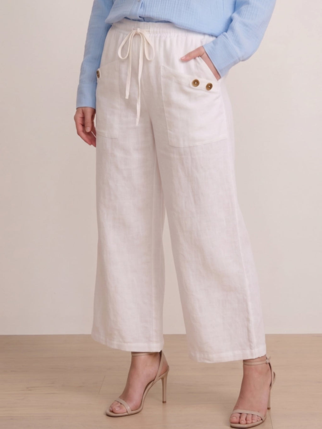 Larui Plus Size Women's Linen Pocket Pants