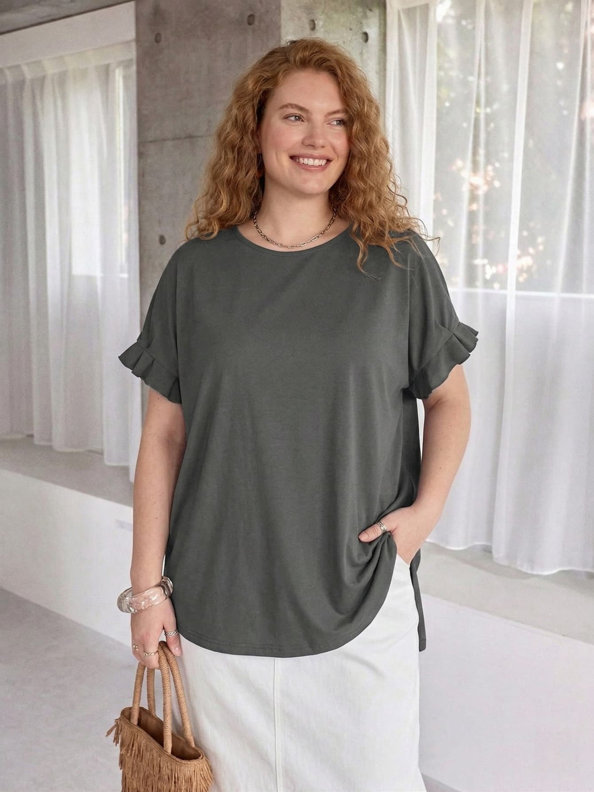 Larui Plus Size Women's Short Sleeves Top