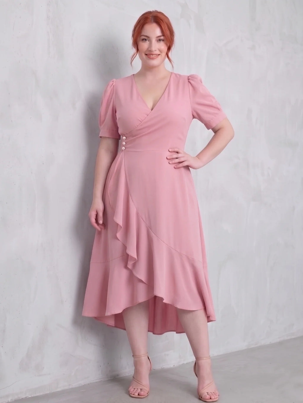 Larui Plus-Size Women's French Romantic One-Piece Wrap Dress