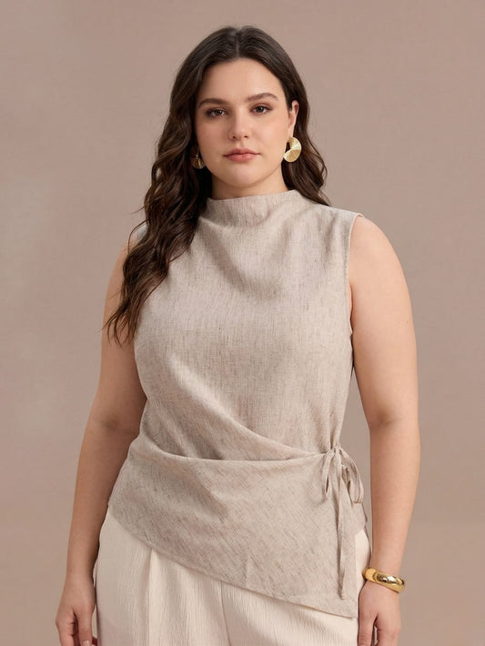 Larui Plus Size Women's Stand collar Sleeveless Vest