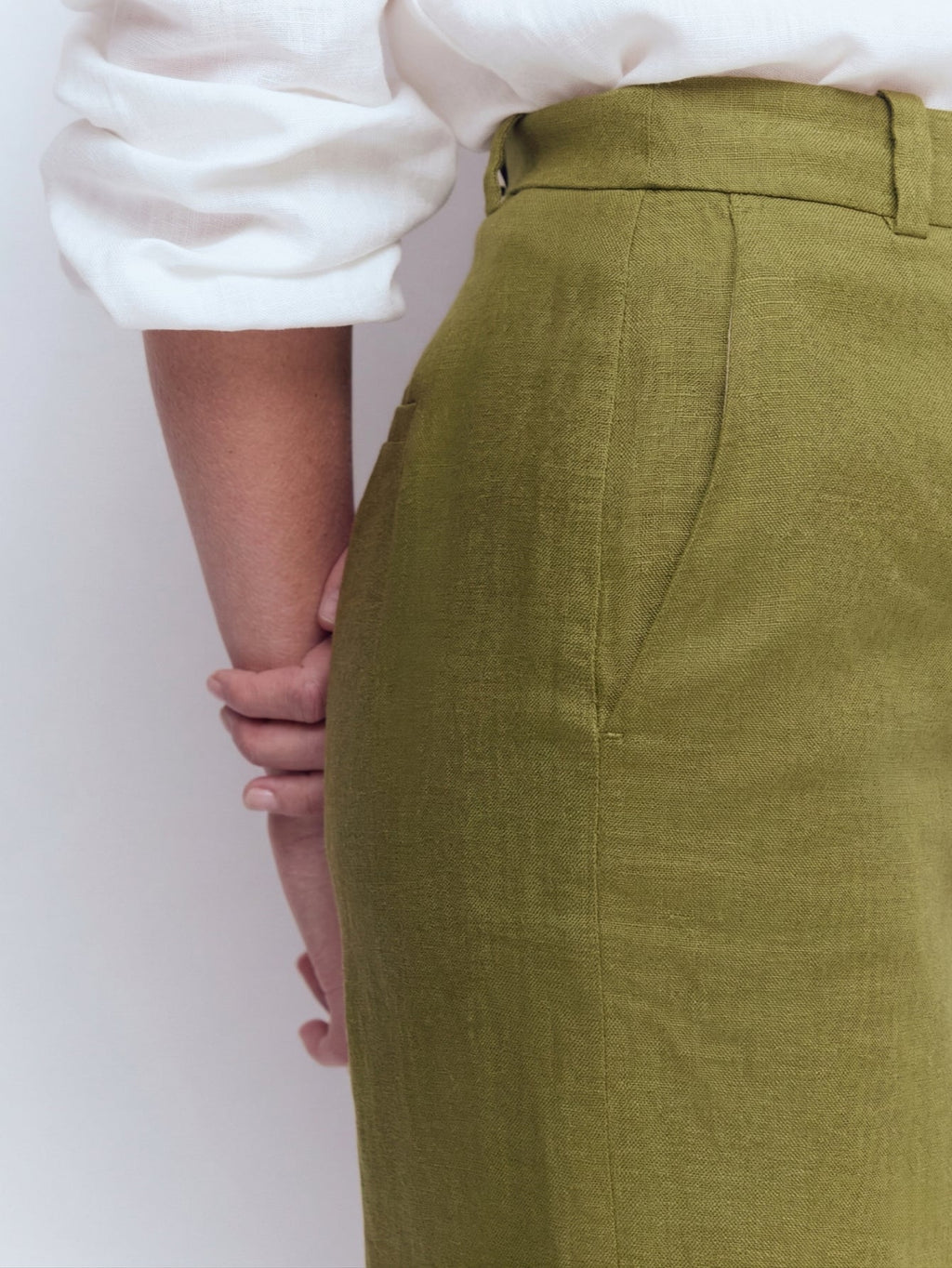 Larui Plus Size Women's Linen Pocket Full Length Pants