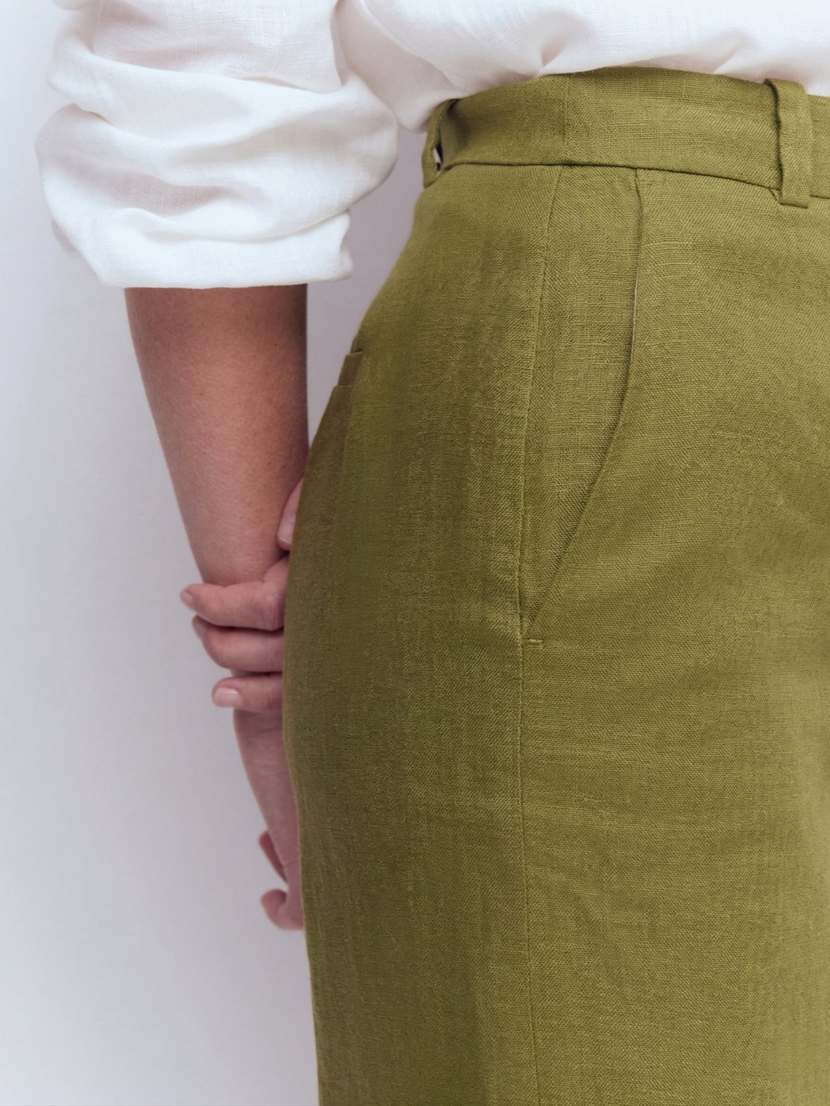 Larui Plus Size Women's Linen Pocket Full Length Pants