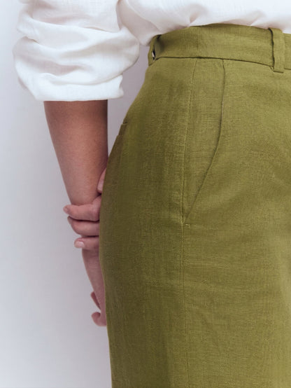 Larui Plus Size Women's Linen Pocket Full Length Pants