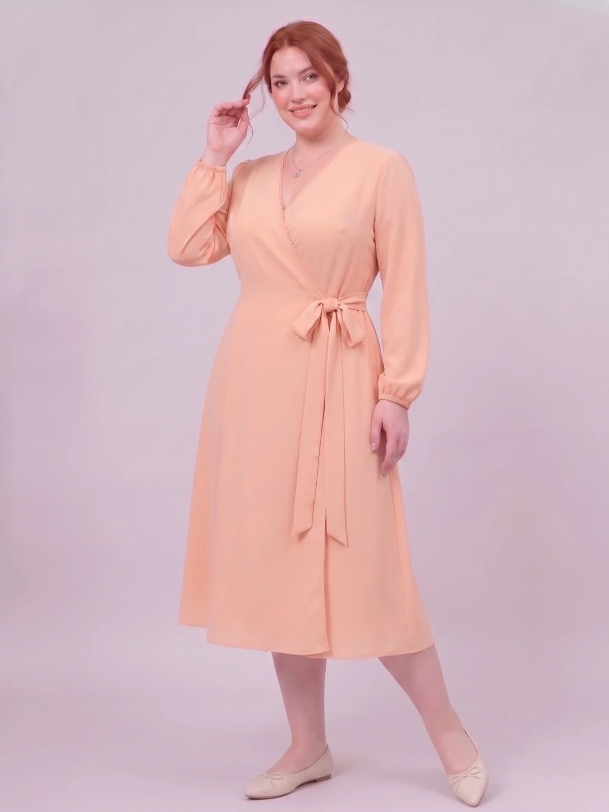 Larui Plus Size Women's Chiffon Wrap Dress