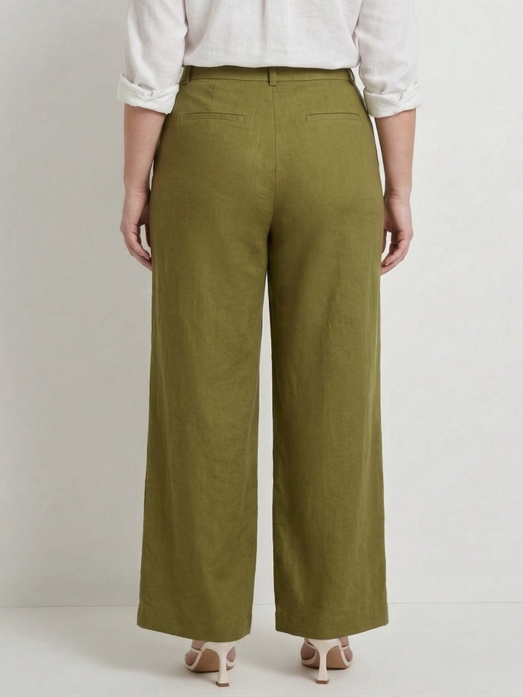 Larui Plus Size Women's Linen Pocket Full Length Pants